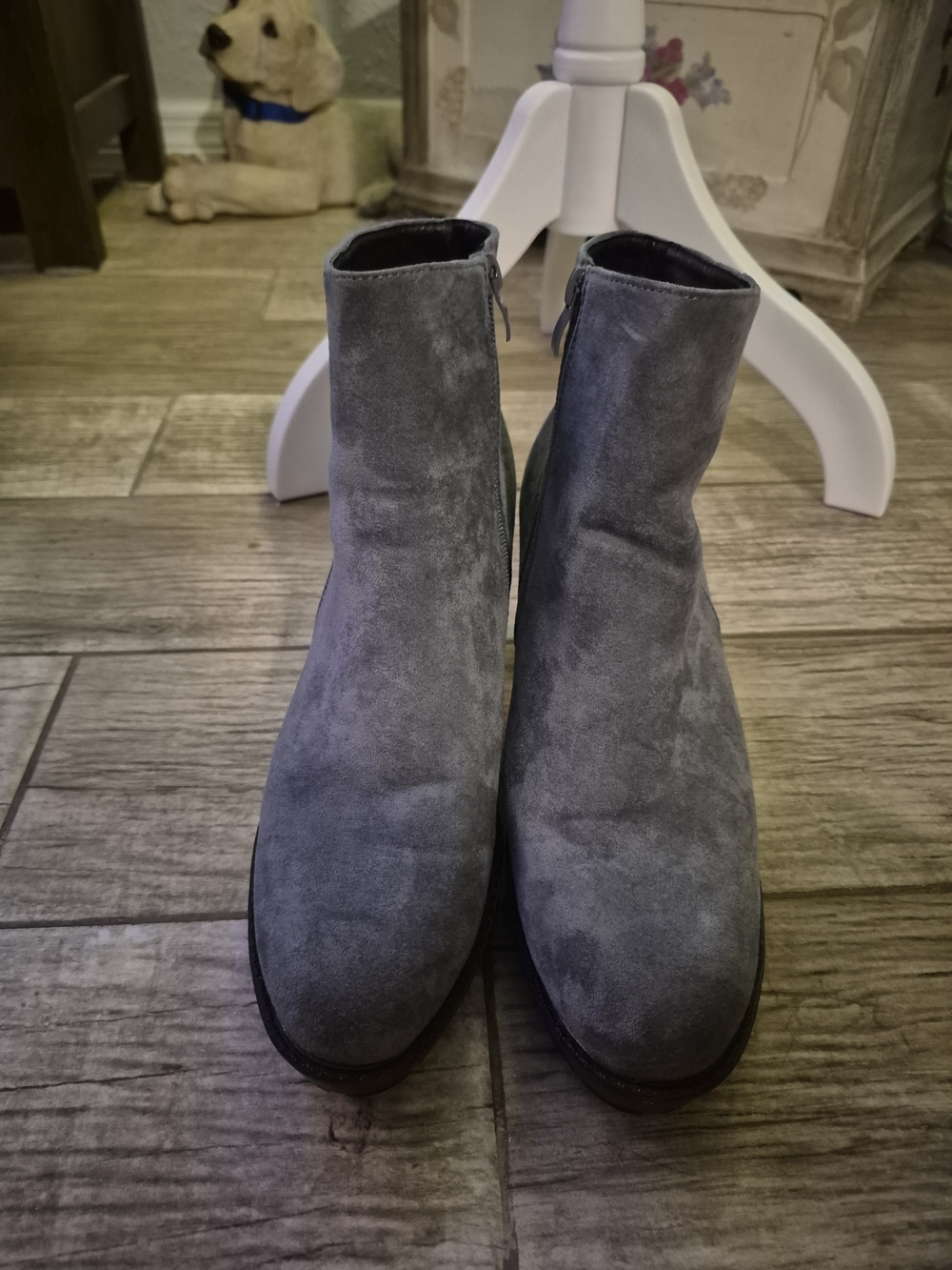 Gray Suede Ankle Boots